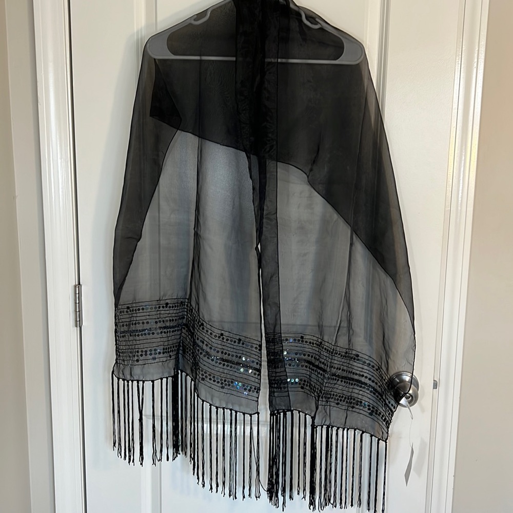 Sequined fringe shawl
